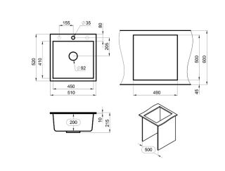 Мойка кухонная Granula 5102, ТУРМАЛИН